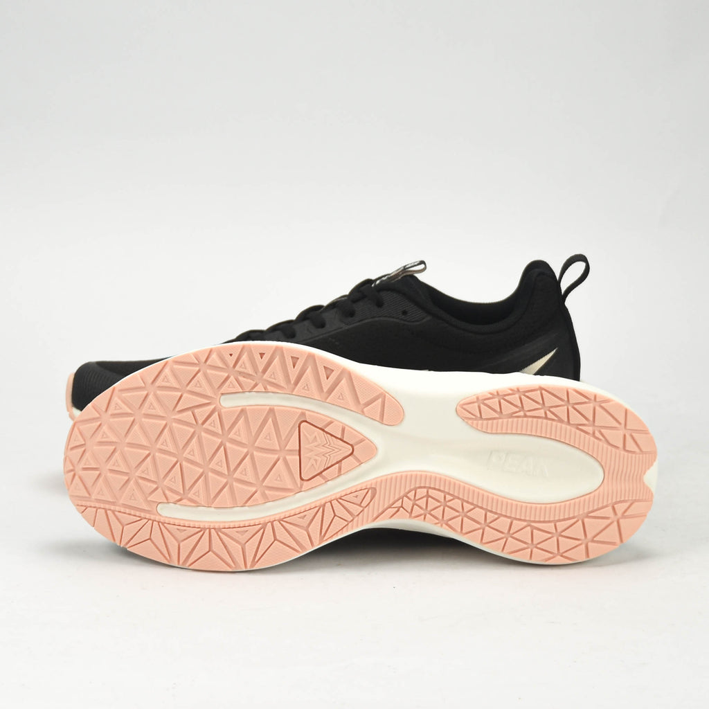 PEAK CUSHION RUNNING SHOES-BLACK/WHITE