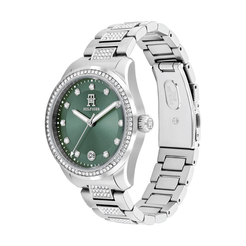 Tommy Hilfiger Green Dial Crystal-Embellished