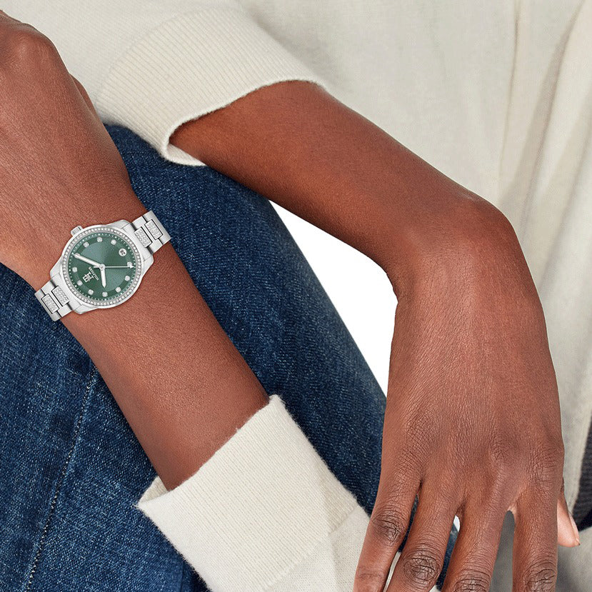Tommy Hilfiger Green Dial Crystal-Embellished