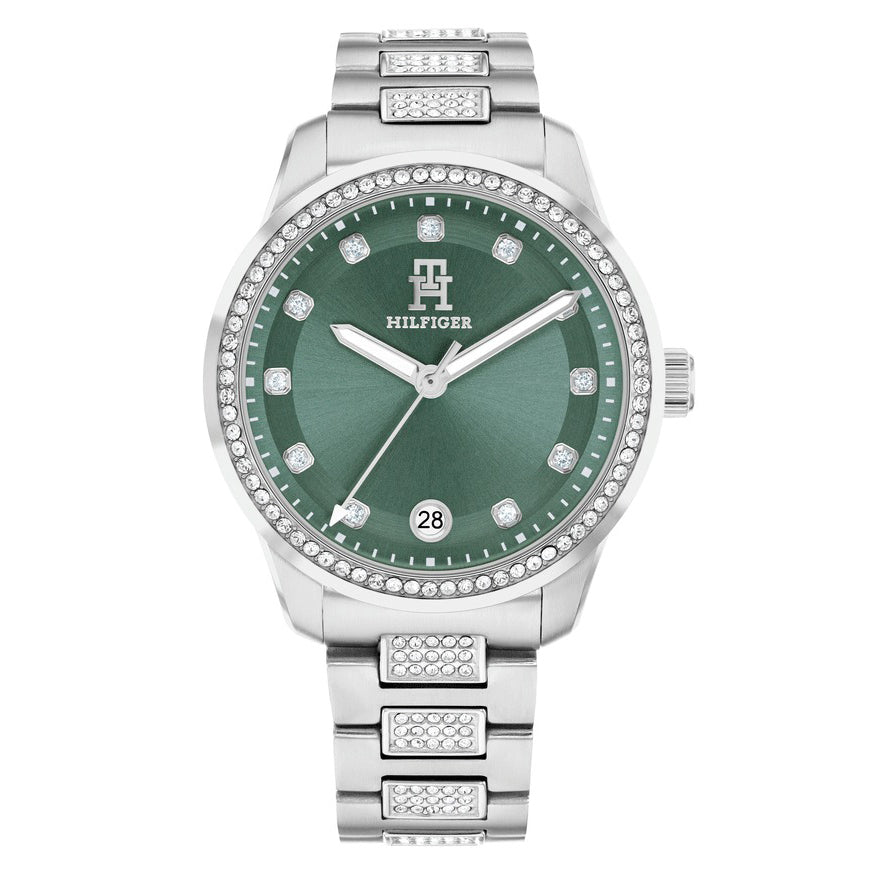 Tommy Hilfiger Green Dial Crystal-Embellished