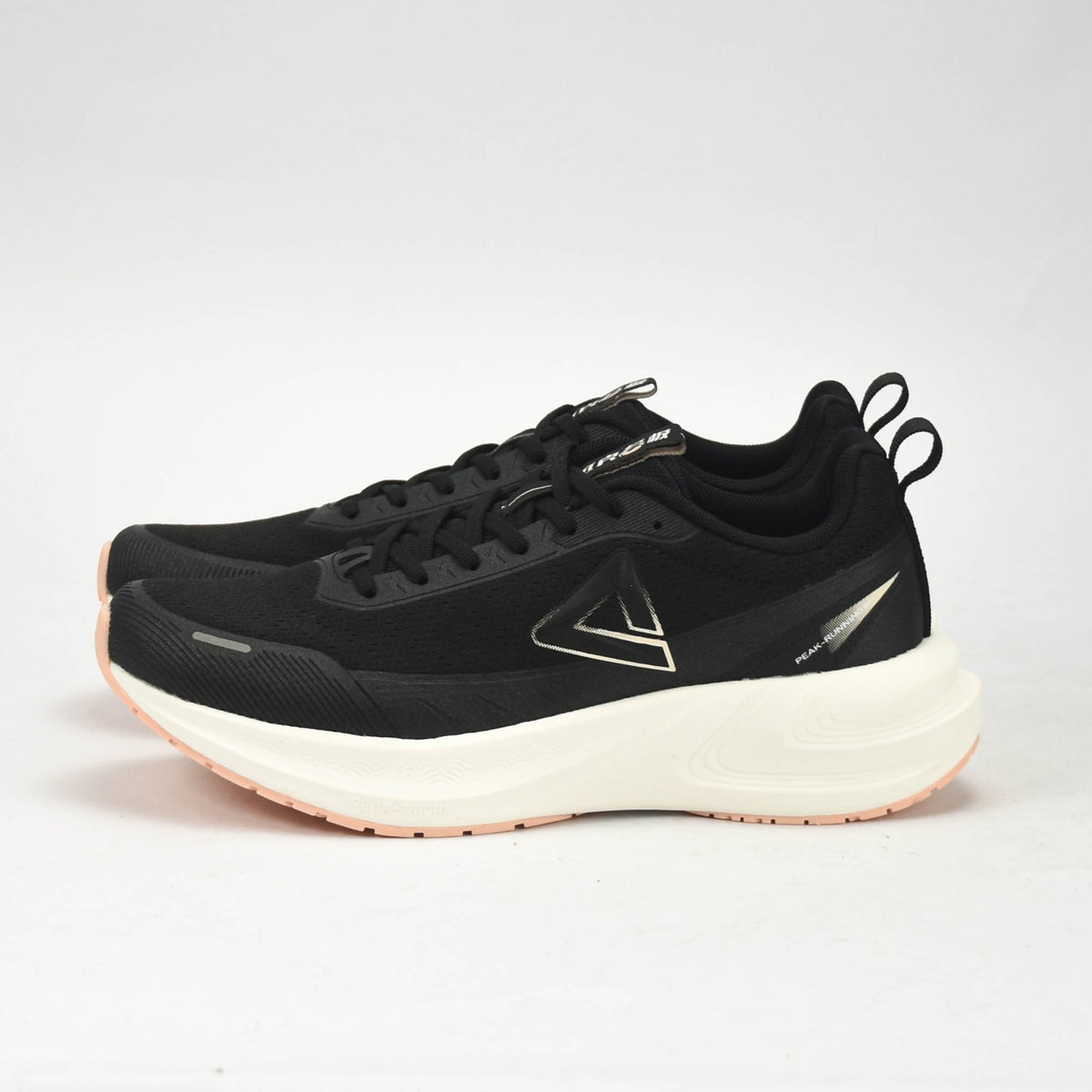 PEAK CUSHION RUNNING SHOES-BLACK/WHITE