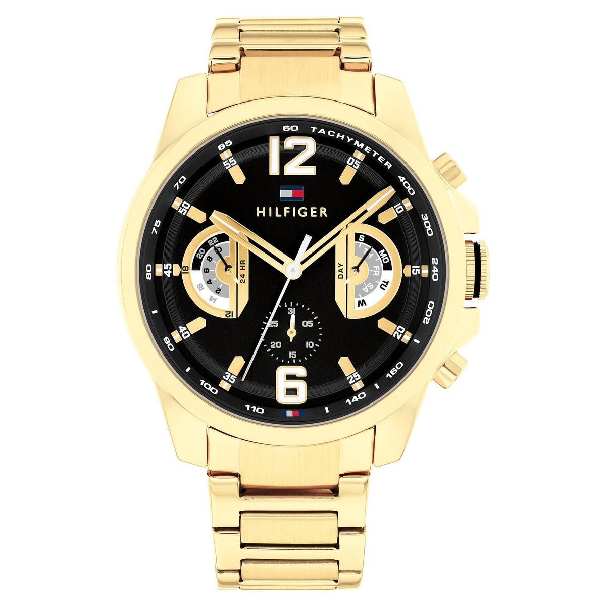 Montre Tommy Hilfiger Gold Steel Black Dial Multi-function