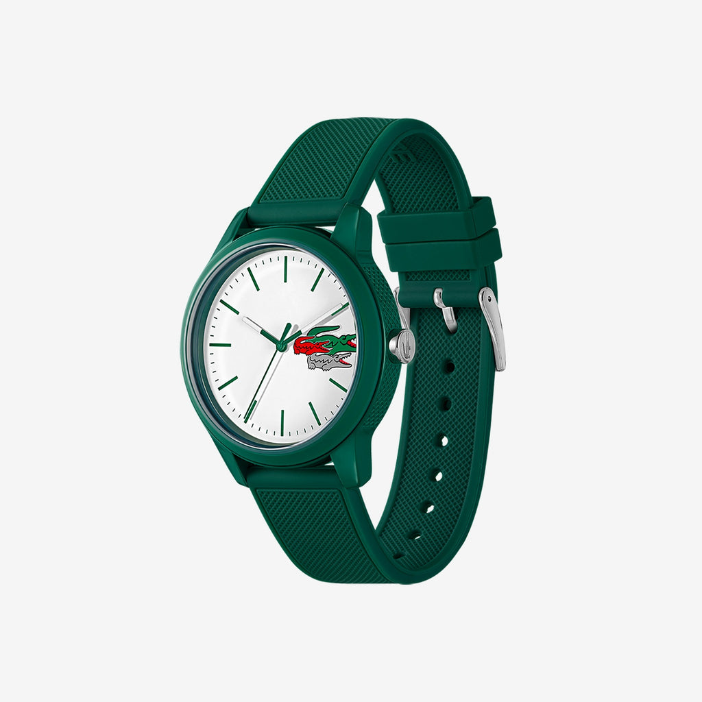 Montre Lacoste.12.12 Holiday à 3 aiguilles - Modèle blanc avec bracelet vert en silicone