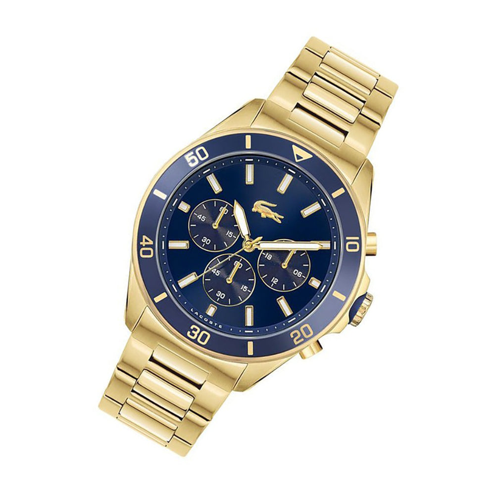 MONTRE lacoste Tiebreaker Chrono Watch - Blue With Gold Plated Bracelet